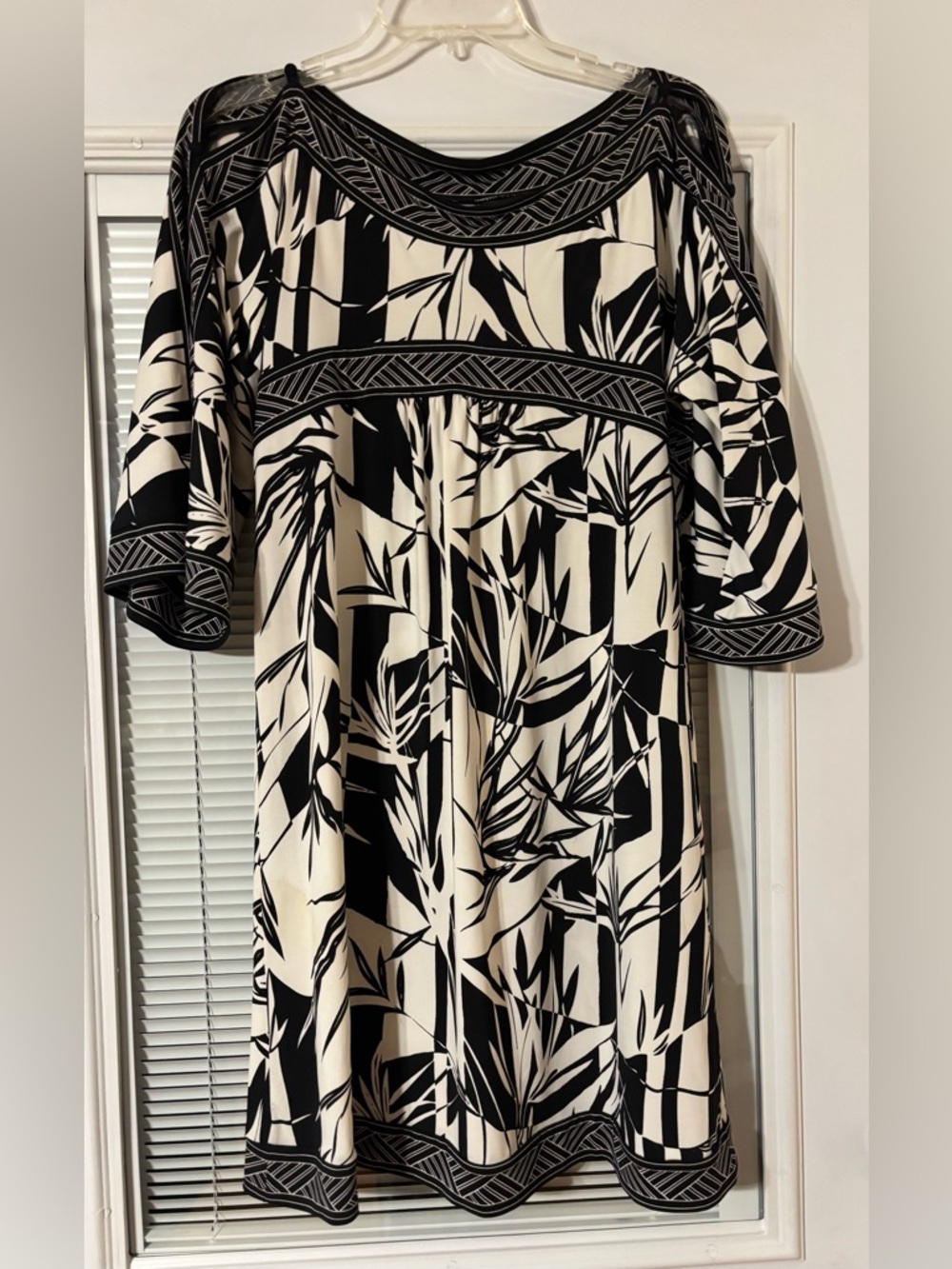 BCBGMaxAzria Black and White Floral Midi Dress